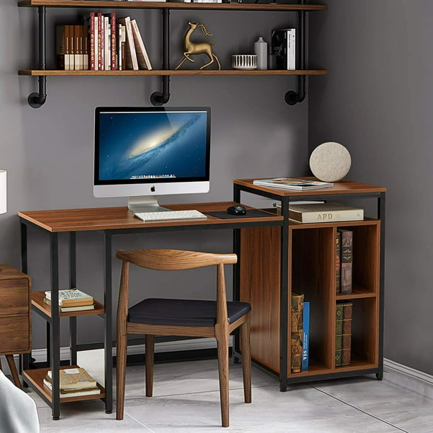 Wooden PC Computer Table Desk Writing Desktop 2 Shelves Home Office Chair